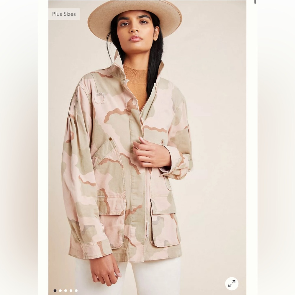 Anthropologie Lida Utility Grunge Jacket in Pink Camo Size Medium